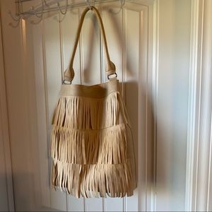 Unbranded pocketbook excellent condition tan color front trim suede like boho